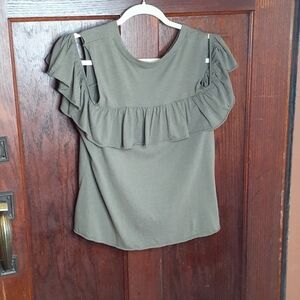 Hippie Laundry Green Off the Shoulder Crop Top